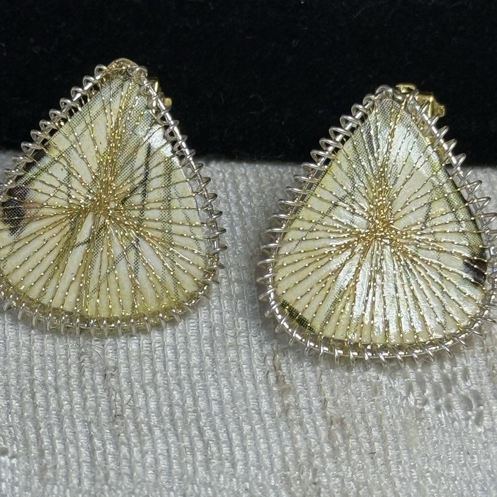 Vintage Tear Drop Wire Wrap Clip On Earrings. Marked‎ Germany. Pre-WWII